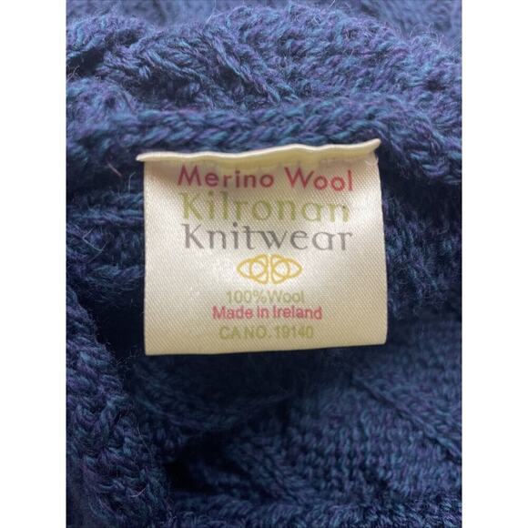Kilronan Knitwear Poncho Sweater Womens M/L Navy Merino Wool Fisherman Ireland - Picture 3 of 6